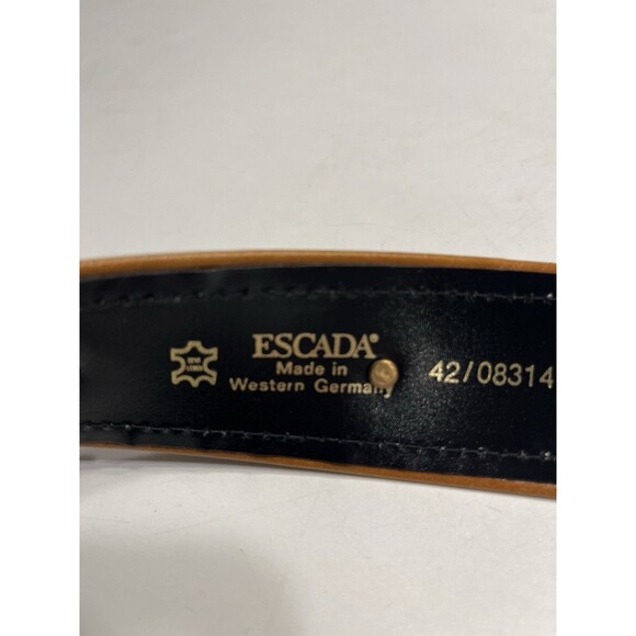 Escada Gold Medallions & Buckle Brown Leather Belt Women’s EUR 42 US 12 Vtg